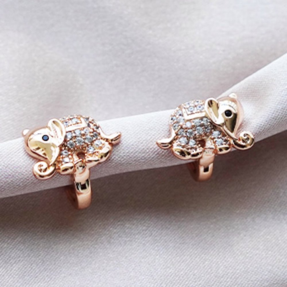 Elephant Huggie Hoop Earrings